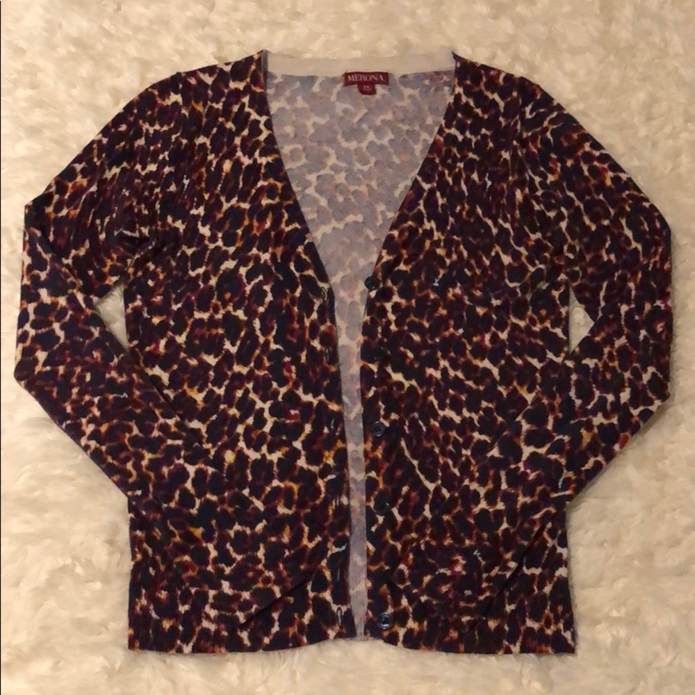 Merona Cheetah Print Cardigan SZ XS